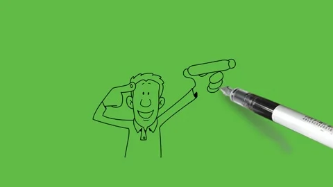 Draw man stand hold right index finger and show banner of SMART TOOLS upward Vidéo 237374321