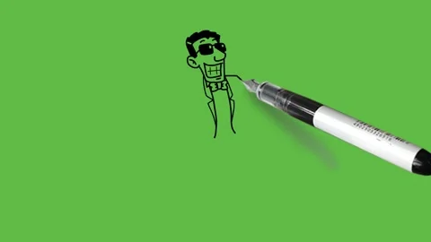 Draw man wave left hand to audience and hold right hand back wear suit, bow Stock Footage 251535582