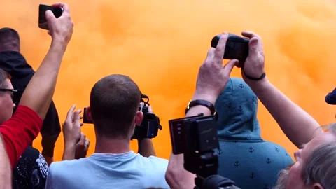 To draw more attention to national issues - stun grenades are activated. Stock Footage 137457243