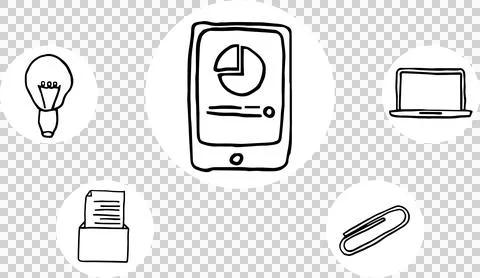 Draw of multiple device and object Stock Photos