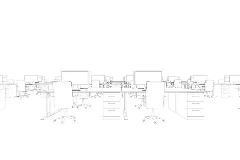 Draw of an open space in black and white Illustrazione stock