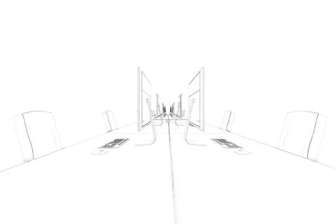 Draw of an open space in black and white Illustrazione stock
