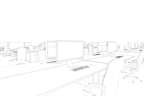 Draw of an open space in black and white Illustrazione stock
