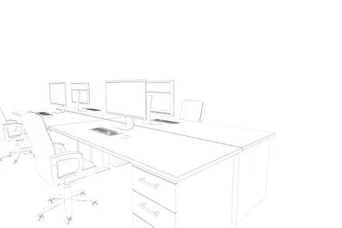 Draw of an open space in black and white Illustrazione stock