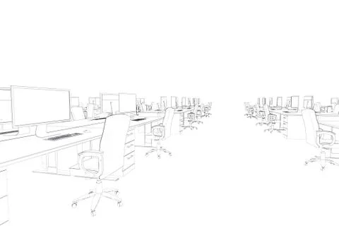 Draw of an open space in black and white Illustrazione stock