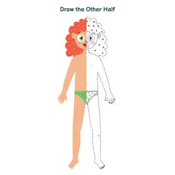 Draw the other half educational game for kids. Dot to dot activity page Stock Illustration
