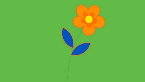 Draw pair of brown flower with blue leaf on green screen background Видео 312145226