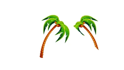 Draw pair of coconut tree in sunlight on white screen background Vidéo 311232651