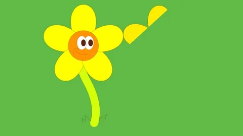Draw pair of sunflower with stem on green background Video stock 309322097
