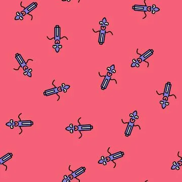 Draw pen character vector seamless pattern Stock Illustration