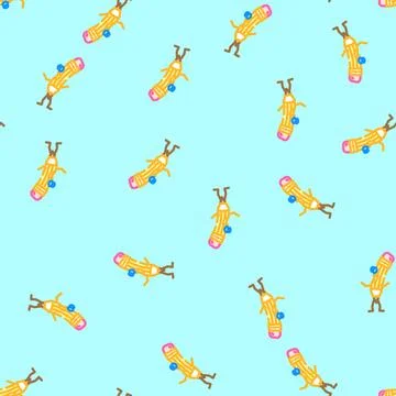 Draw pen character vector seamless pattern Stock Illustration