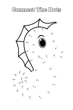 Draw A Picture By Connecting The Dots And Color The Seahorse Stock Illustration