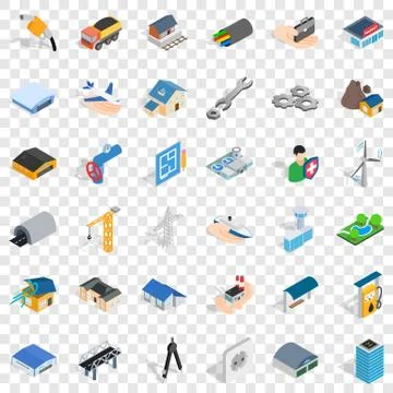 Draw plan icons set, isometric style Stock Illustration