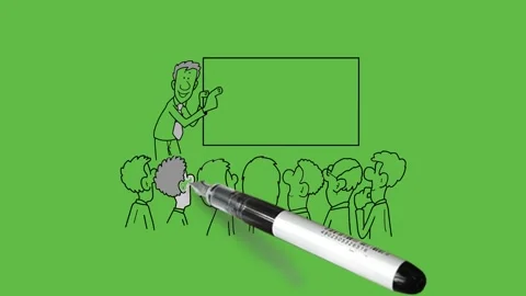 Draw professor teaching to students on blank board wear shirt, trouser and tie 動画素材 236228077