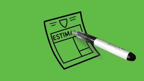 Draw rectangle shape paper written rough ESTIMATE on it with black outline Stockbeeldmateriaal 292490483