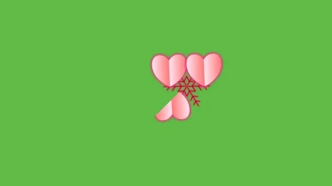 Draw red flower decorate with joining several pink heart in triangular shape Stock-Footage 312928893