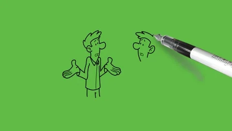 Draw reflection view of young happy man with mirror wear shirt and trouser Video stock 236228357