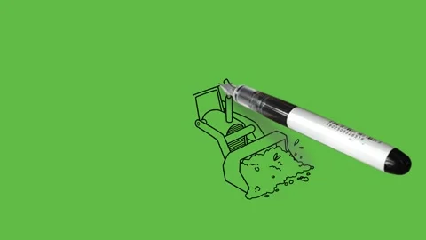 Draw road machine which dug and carry soil and material from front and back both Stock-Footage 289288282