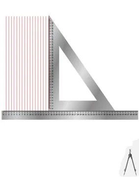 Draw with a ruler and a triangle Stock Illustration