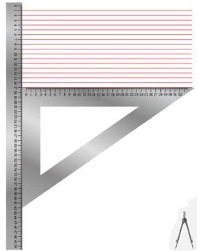 Draw with a ruler and a triangle. Stock Illustration