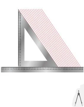 Draw with a ruler and a triangle Stock Illustration