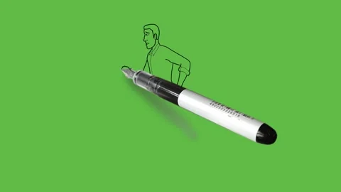 Draw running fast young man fold his both arms, blue shirt, black trouser 動画素材 222548136