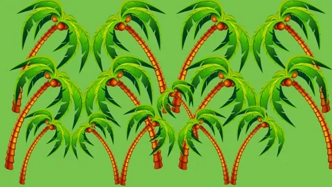 Draw scenery of various coconut tree on green screen background Vidéo 319827690