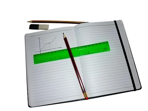 DRAW A SCHEDULE IN THE NOTEBOOK WITH A LINEAR AND A PENCIL Stock Photos