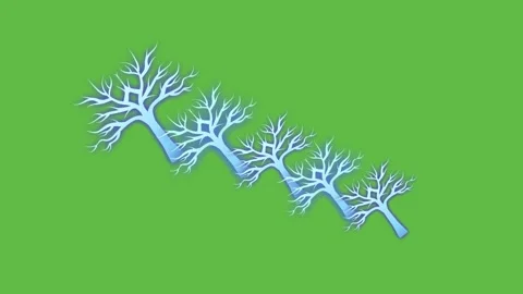 Draw series of joining dry tree with several bird and colourful flower on green 库存影片 313295693