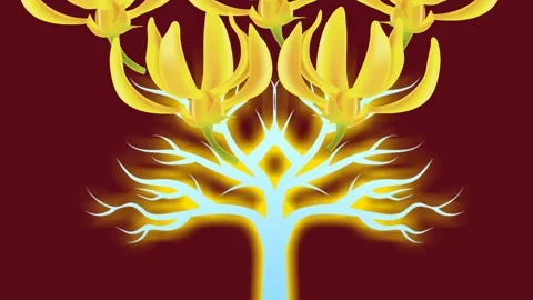 Draw set of yellow flower on stylish surface on maroon screen background Video stock 319827574
