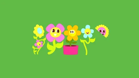 Draw seven different flowers in different colour and shape with stem and leaves Vidéo 309776799