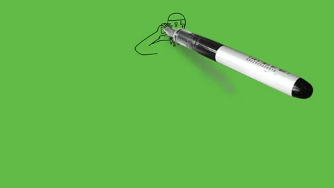 Draw standing young boy with cap talk on mobile wear white shirt, blue trouser Vídeo Stock 203967765