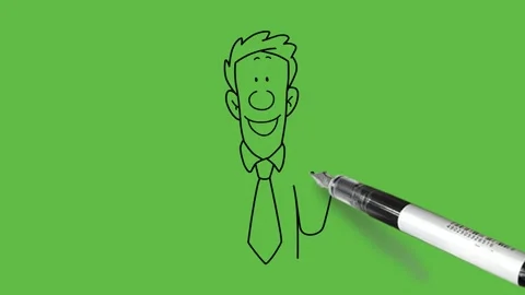 Draw standing young man show both thumbs-up upward by fold arms wear tie Видео 295927336