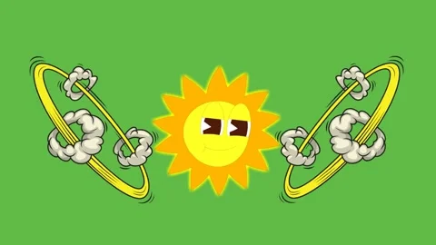 Draw Sunflower surrounded by rings in different size and shape on green back Video stock 309776795