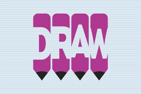 Draw text with Pencil symbol creative ideas design Stock Illustration