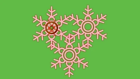 Draw three brown flower decorate with dark brown circle in triangular shape on Stock Footage 312928912