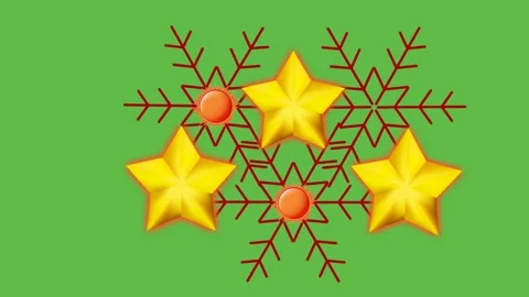 Draw three red flower decorate with brown circle and yellow star in triangular Vidéo 312667151