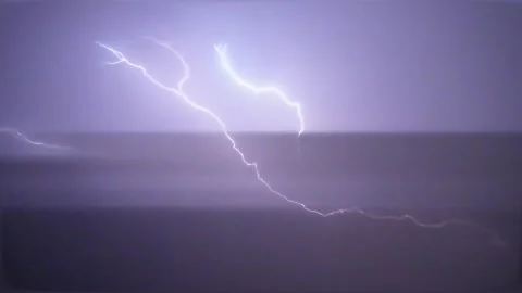 Draw thundering light in sky on abstract black screen background Stock Footage 310096518