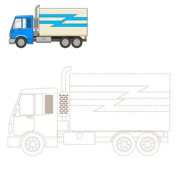 Draw truck educational game vector illustration Stock Illustration