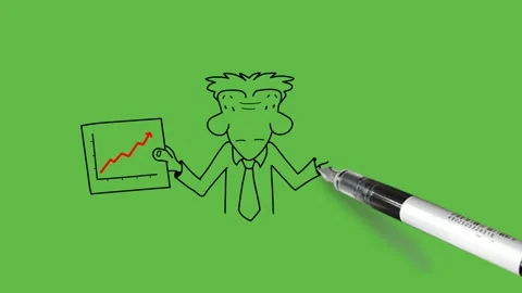 Draw two face cartoon character hold red graph in right hand 動画素材 244797916