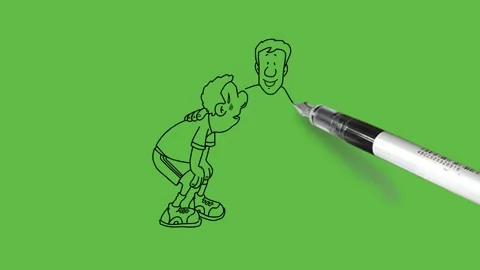 Draw two young men communicate among themselves wear suitable dress and footwear Видео 244795582