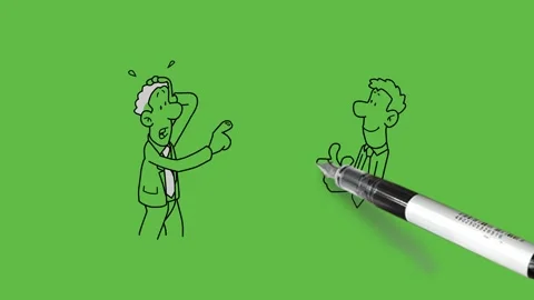 Draw two young men communicate among themselves to see hanging calendar on wall Видео 244795871