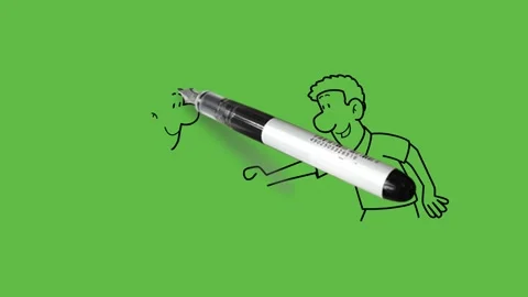 Draw two young men meet, laugh and shake hands together across the table 動画素材 294188020