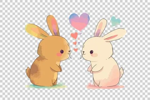 Draw vector character design cute rabbit holding balloon for Valentine's day Stock Illustration