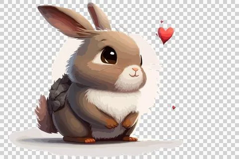 Draw vector character design cute rabbit holding balloon for Valentine's day Stock Illustration