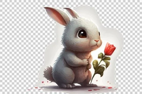Draw vector character design cute rabbit holding balloon for Valentine's day Stock Illustration