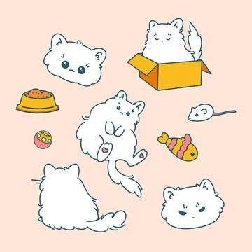 Draw vector illustration character design collection stickers funny cats Do.. Stock Illustration