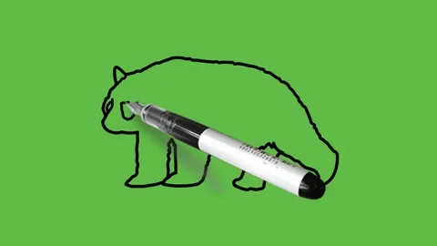 Draw walking bear in light and dark grey and white color with black outline Видео 220082048