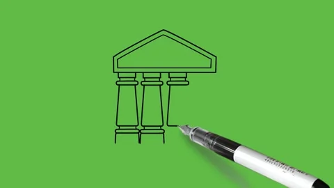 Draw wall construct on four huge pillars with solid platform with black outline Vidéo 237373485