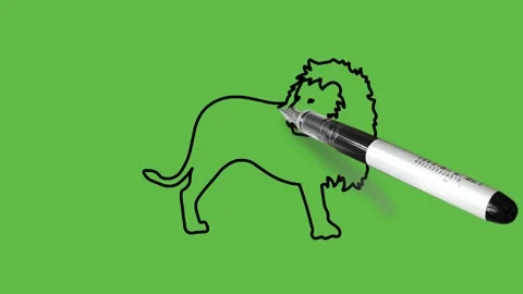 Draw wild lion standing seeing backside in light and dark brown color 動画素材 220081888